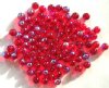 50 6mm Transparent Red AB Round Glass Beads